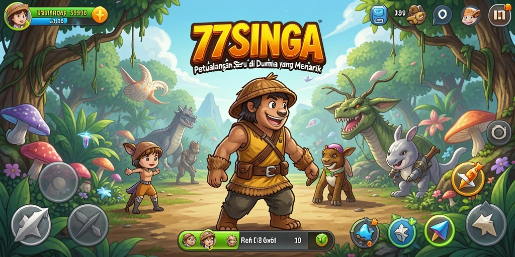 Tampilan menarik dari permainan Adventure 77SINGA dengan berbagai lokasi menantang.
