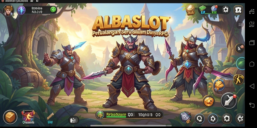 Tampilan gameplay seru dalam ALBASLOT dengan pertarungan yang dinamis.