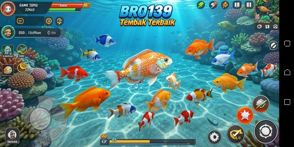 Screenshot menunjukkan aksi menembak ikan di BRO138 dengan efek visual menarik.
