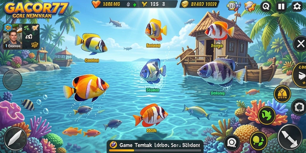 Screenshot GACOR77 menunjukkan aksi tembak ikan yang seru dan dinamis.