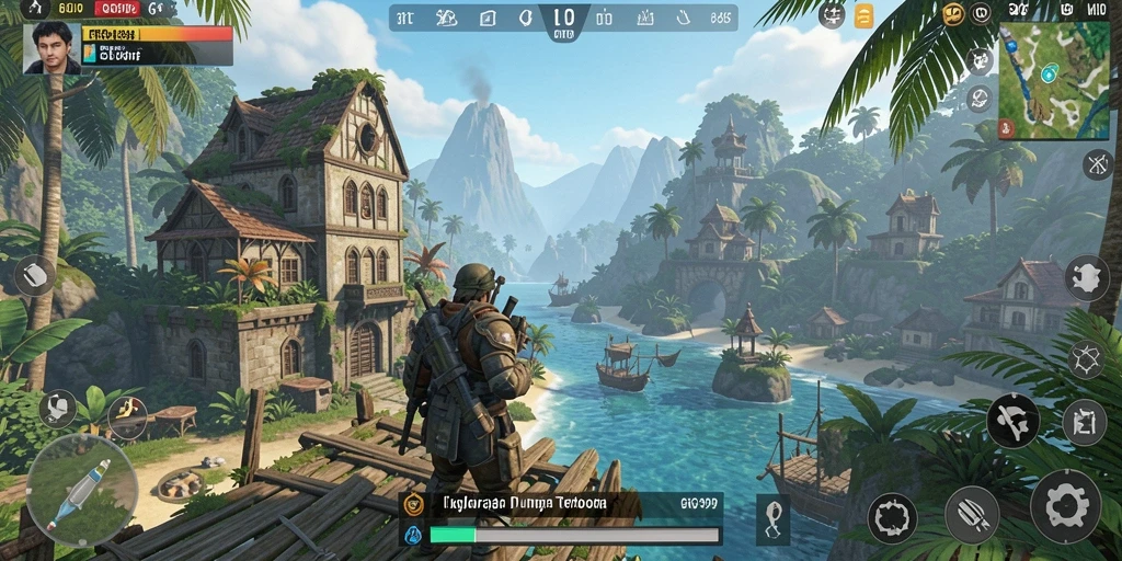 Screenshot gameplay GG99 menampilkan aksi petualangan di dunia terbuka.