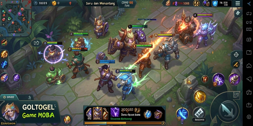 Tampilan gameplay intens di GOLTOGEL dengan aksi MOBA yang memukau.