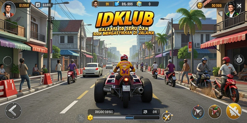 Tampilan menegangkan balapan dalam IDKLUB dengan grafis memukau.