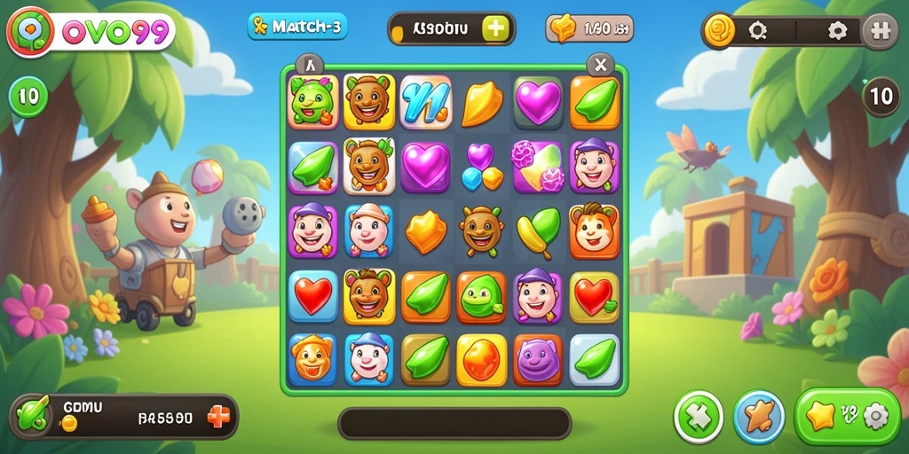 Tampilan gameplay seru OVO99 dengan berbagai kombinasi warna.