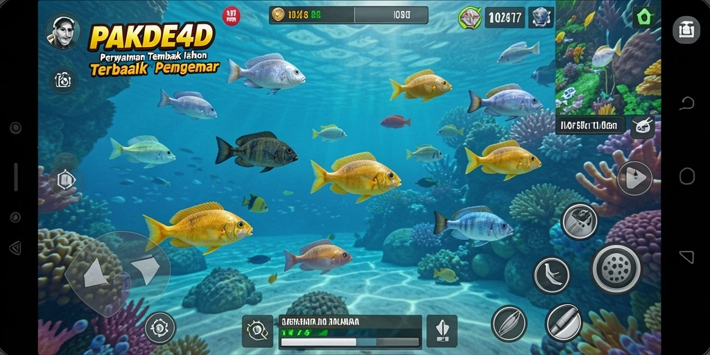 Screenshot utama PAKDE4D menampilkan aksi menembak ikan yang mendebarkan.