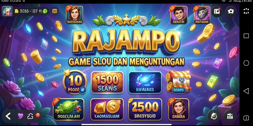 Tangkapan layar gameplay RAJAMPO yang menampilkan kemenangan besar.