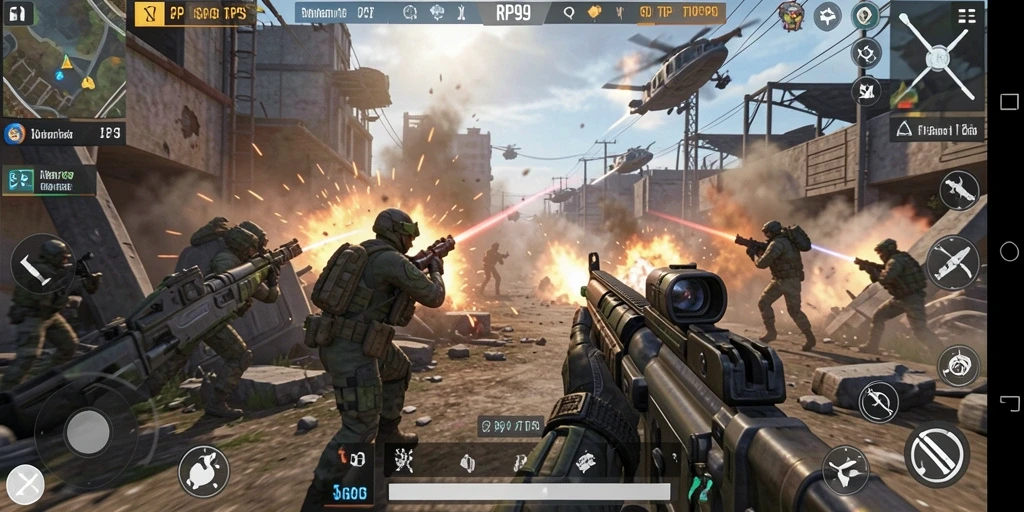 Screenshot utama yang menampilkan gameplay TPS yang mendebarkan.